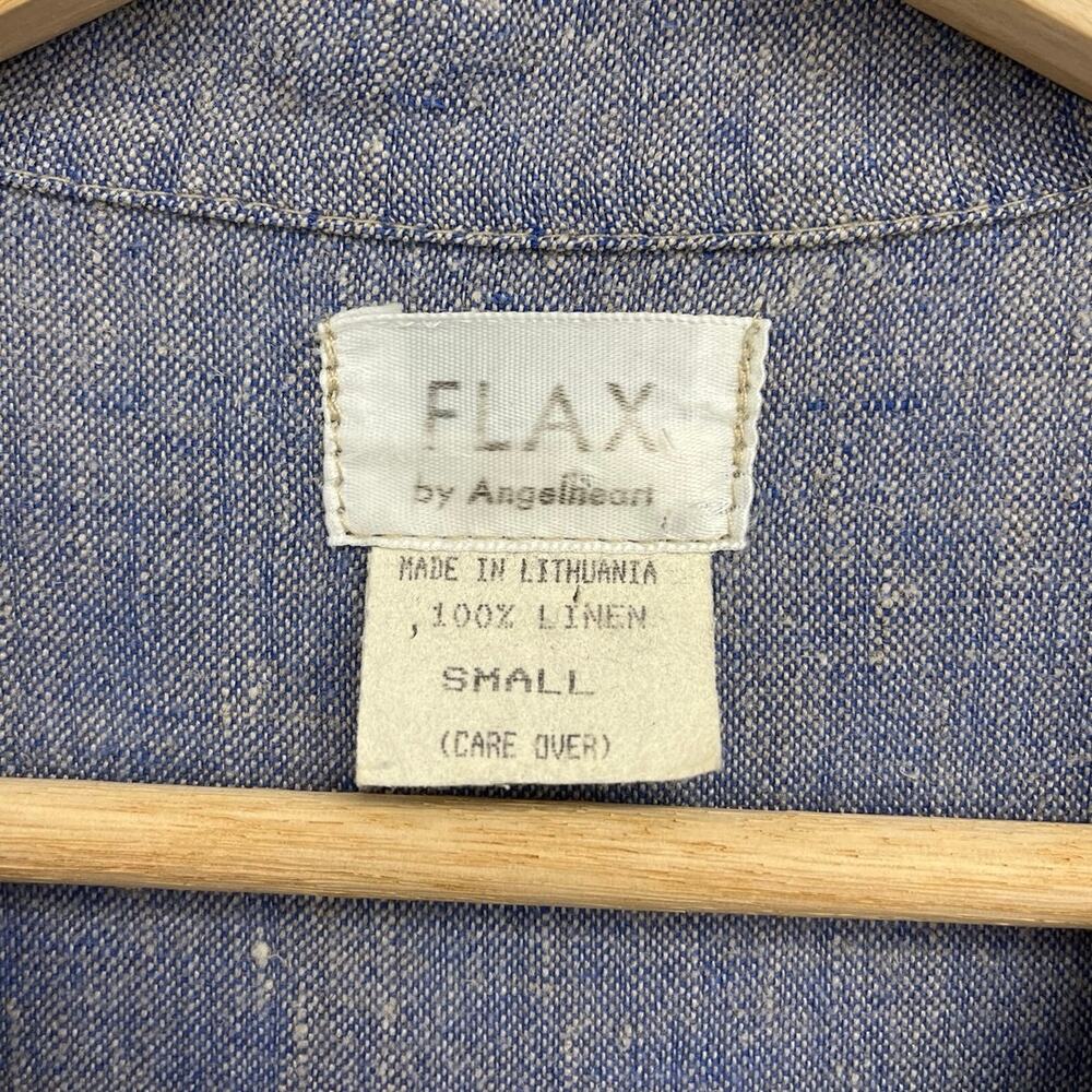 Vintage Flax Linen Romper Button-Front Oversized Coastal Collared Relaxed Small - Picture 7 of 12